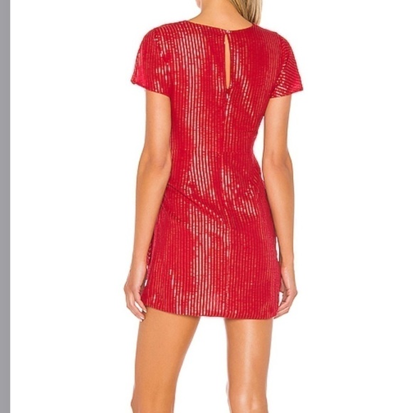 NWT MAJORELLE Evelyn Mini Dress Red Silver Striped - Picture 3 of 11